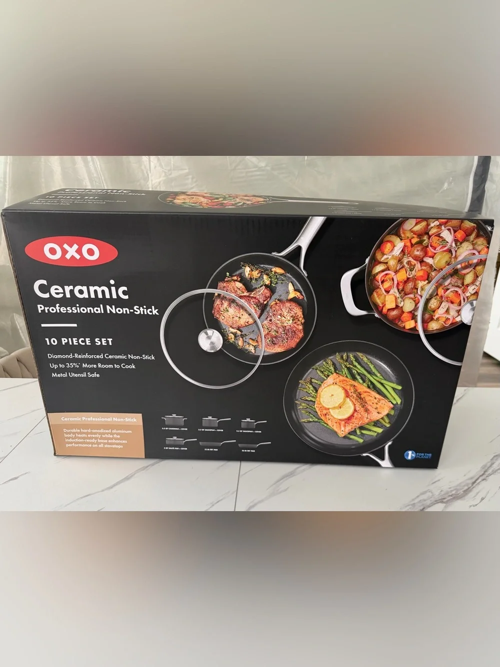 OXO Ceramic Professional Non-Stick 10-Piece Cookware Set - Sealed & NWT